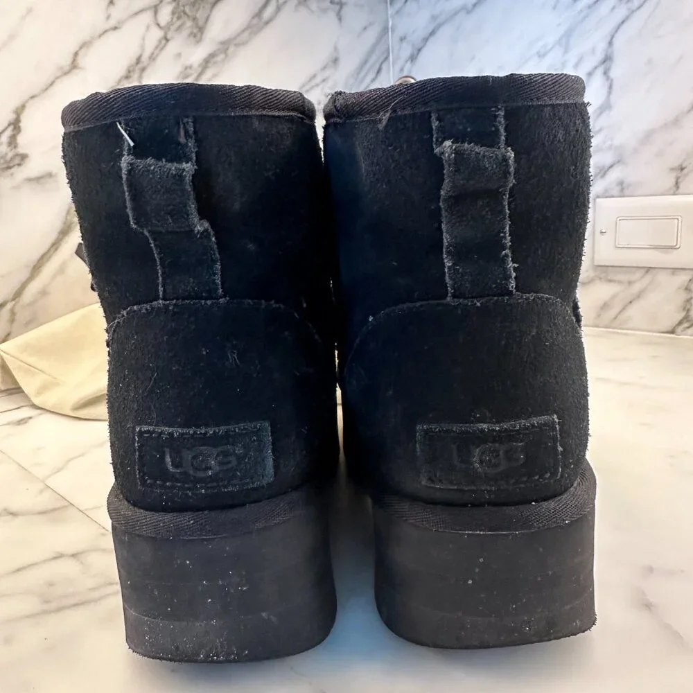 UGG Womens Classic Mini Platform Boots Black Size 10 - Picture 11 of 11